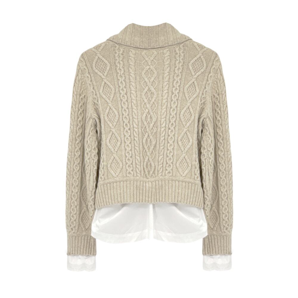 JONATHAN SIMKHAI Davina Patchwork Cardigan Jacket in Bone Multi M - Picture 5 of 12